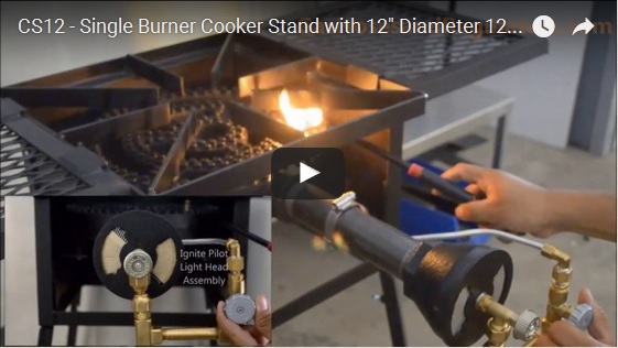 CS12 – Single Burner Cooker Stand with 12 in Diameter 120,000 Btu/hr Burner for Low Pressure or Natural Gas 